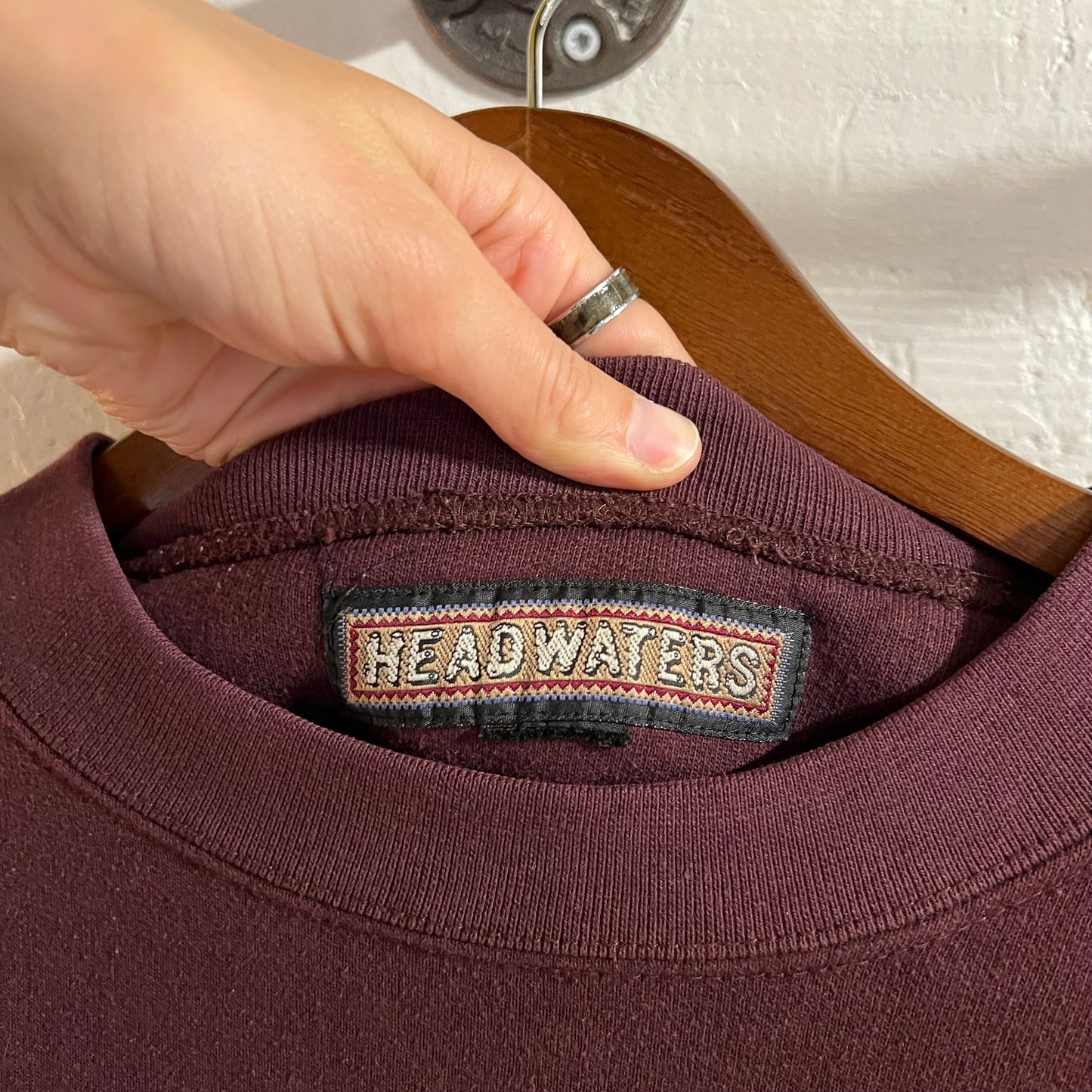 Vintage Embroidered Bald Eagle Headwaters Heavyweight Crewneck Sweatshirt - Size XL - Burgundy/Tan