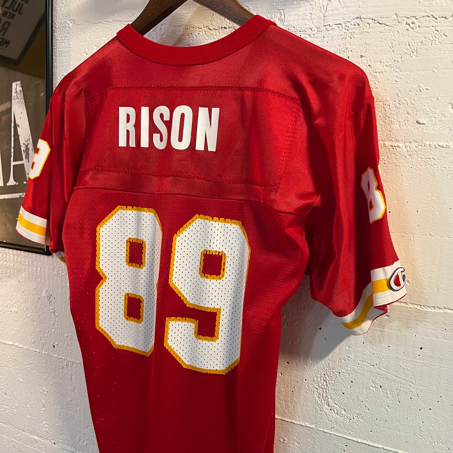 Vintage 90's Kansas City Chiefs Andre "Bad Moon" Rison Youth Football Jersey - Size M (10-12) - Red/Gold/White