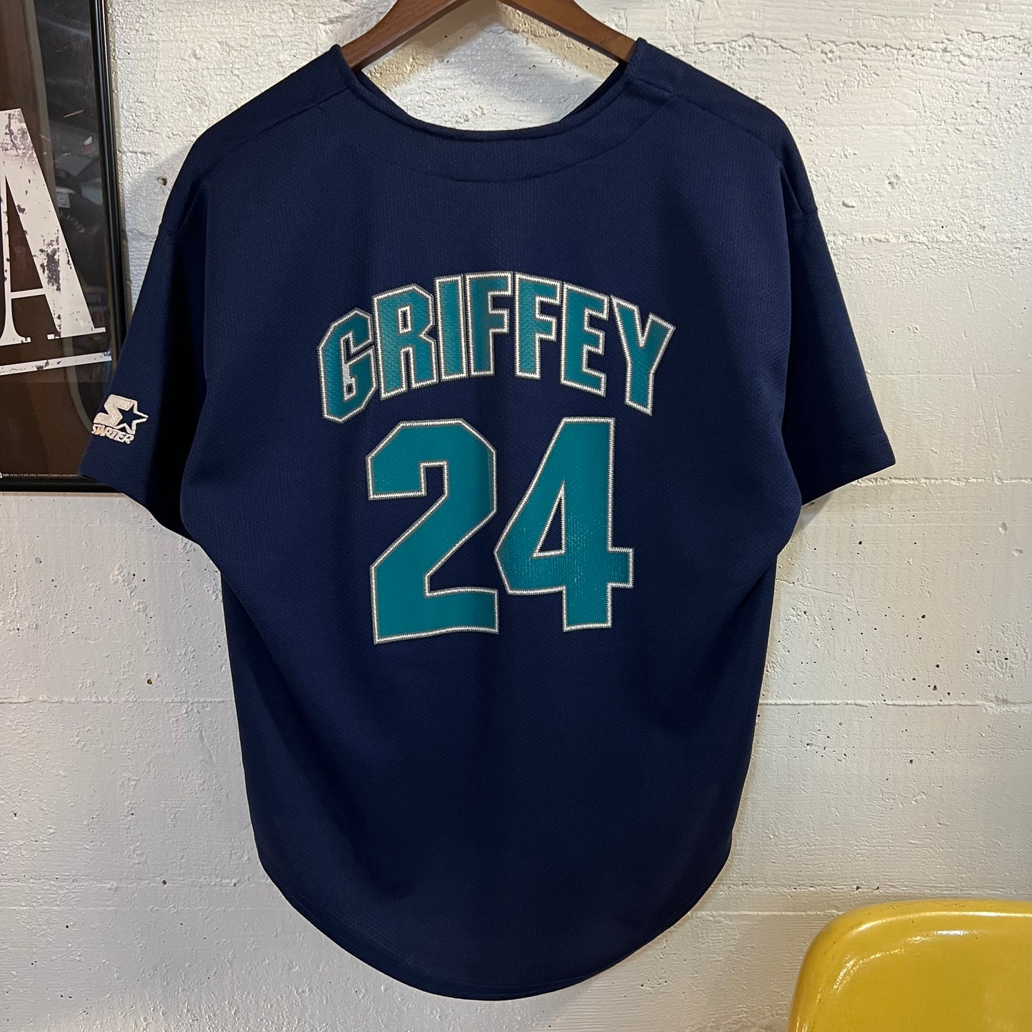 Vintage 90’s Starter Seattle Mariners ‘Griffey #24’ Mesh Baseball Jersey - Size Medium - Navy/Turquoise/White