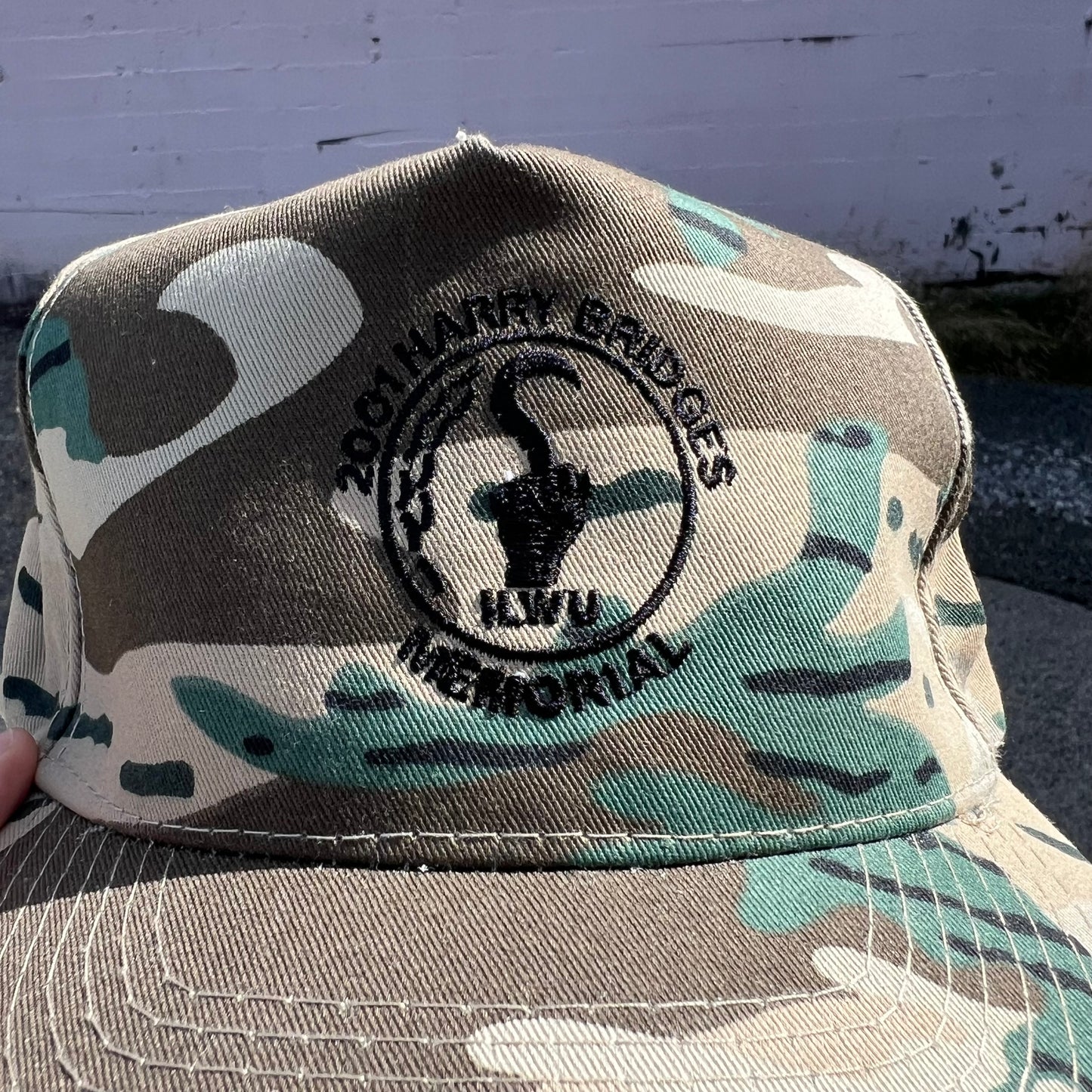 Vintage 2001 ILWU Astoria, Oregon Woodland Camo Snapback Hat - O/S - Olive Drab/Brown/Tan