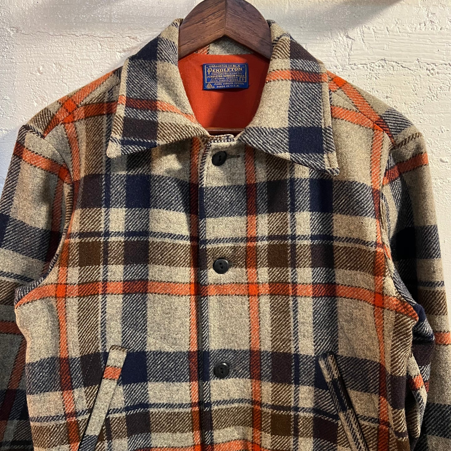 Vintage 1960's/70's Pendleton Wool Plaid Mackinaw Cruiser Jacket - Size Small - Made In USA - 100% Virgin Wool