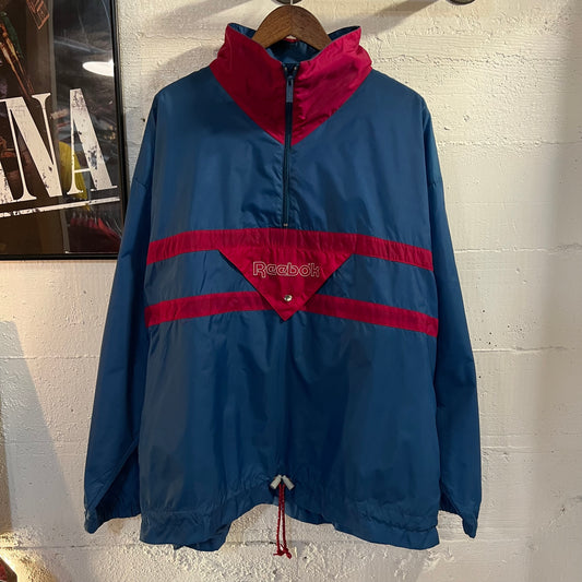 Vintage 90’s Reebok 1/4 Zip Color Blocked Windbreaker Jacket - Size XL - Blue/Red