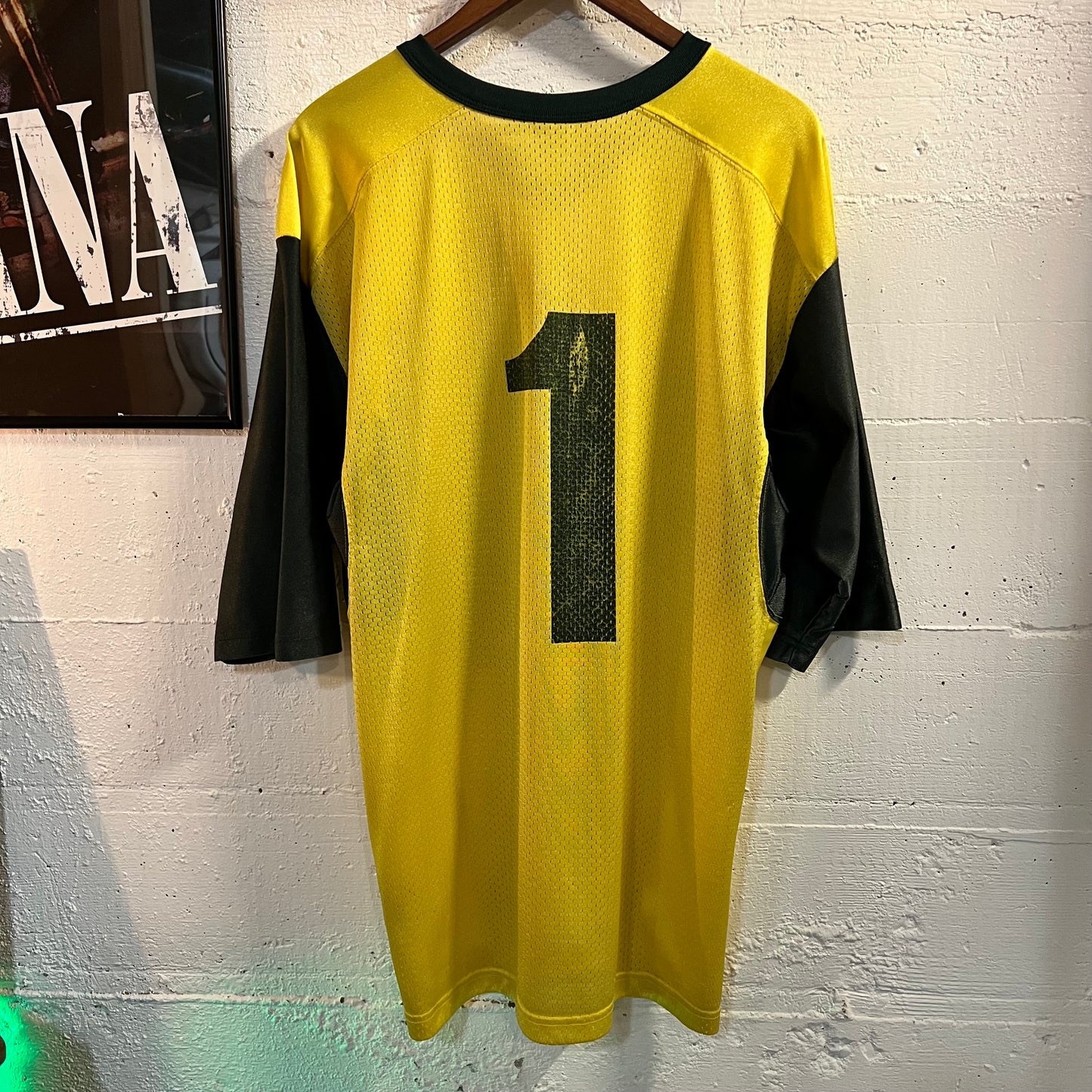 Y2K Nike University Of Oregon Ducks ‘#1’ Mesh Football Jersey - Size Large - Yellow/Green