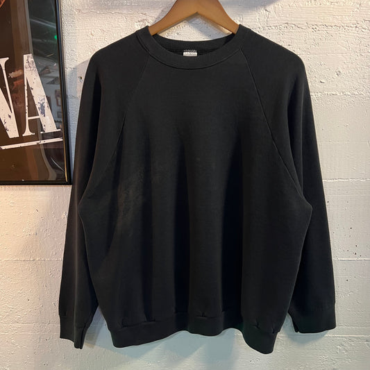 Vintage Distressed Sun Faded Raglan Sleeve Crewneck Sweatshirt - Size XL - Made In USA - Fruit Of The Loom