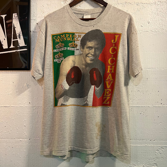 Vintage 1992 Julio Caesar Chavez World Champion "Para Machos, Mexico." Rap Style  Distressed T-Shirt - Size Large - Made In USA