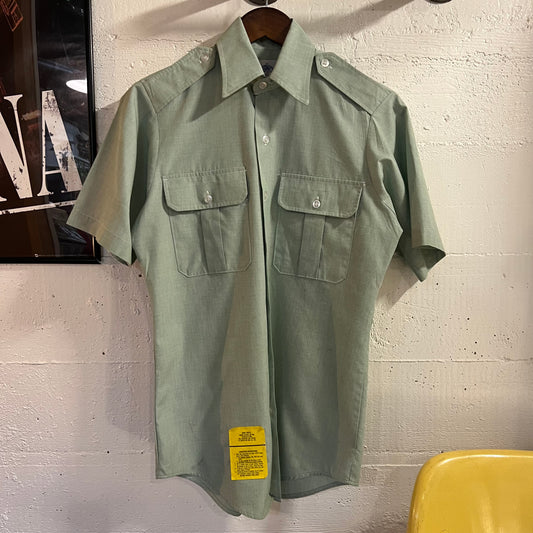 Vintage U.S. Military AG-415 Short Sleeve Shirt - Size 14 (XS) - Made In USA - Army Green