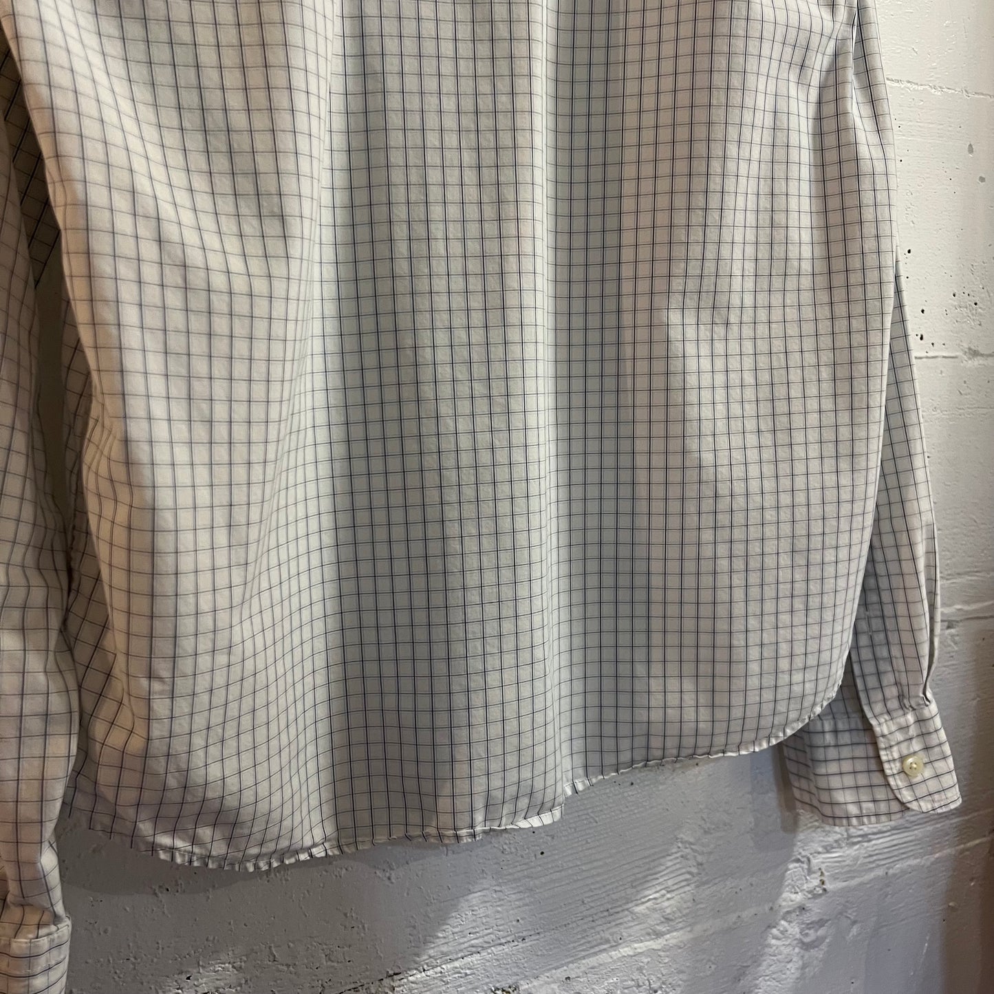 Vintage 2000’s Abercrombie & Fitch Windowpane Plaid Muscle Button Down Long Sleeve Shirt - Size Large - White/Blue