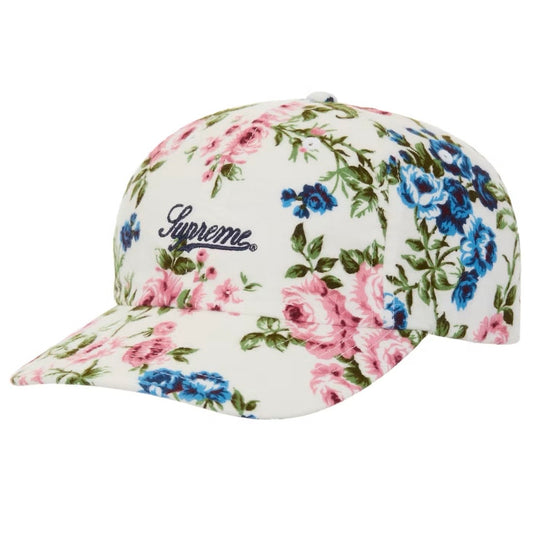 *New* Supreme Floral Flannel 6-Panel Hat - O/S - SS26 - White - Made In USA