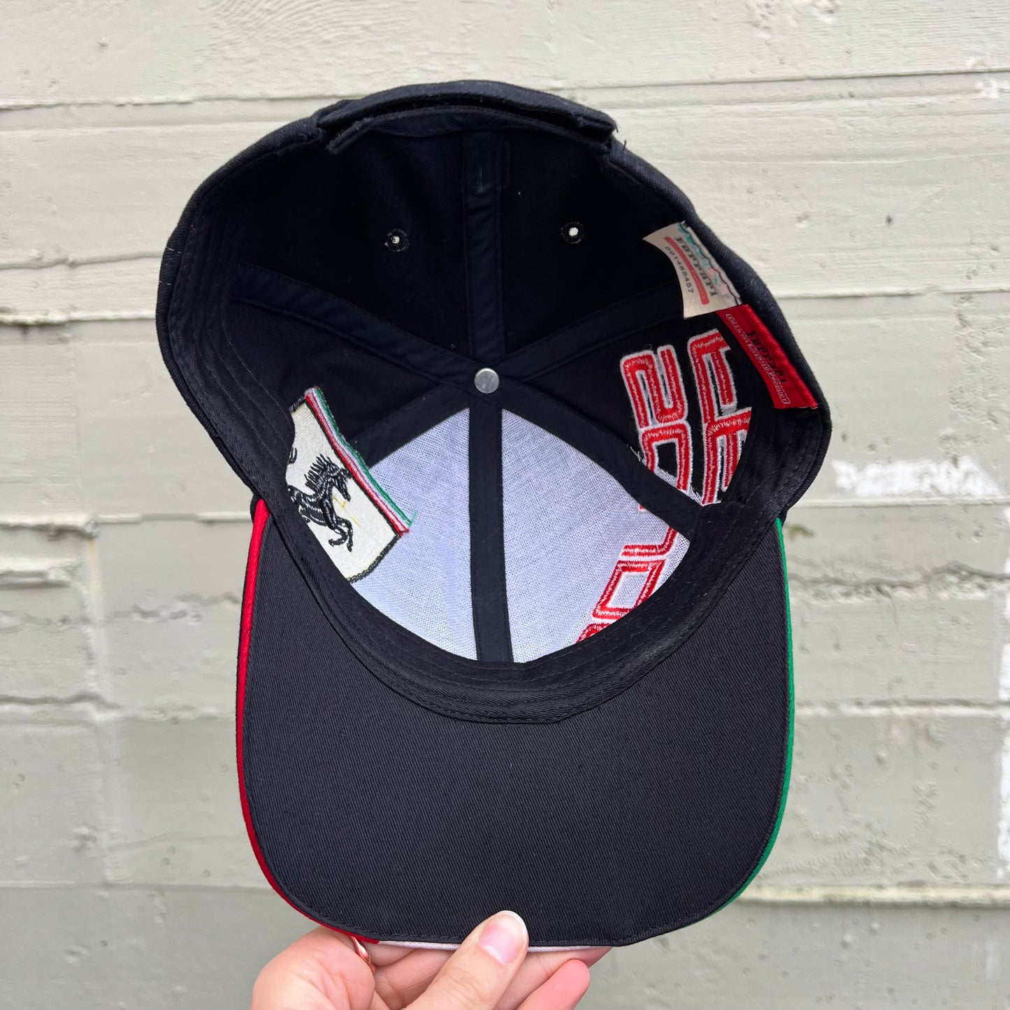 Vintage 2000's Embroidered Scuderia Ferrari Velcro Strap Back Baseball Hat - One Size Fits All - Black/Red/White/Yellow/Green