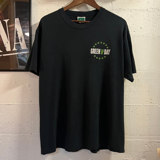 Vintage 2004 Green Day American Idiot Graphic T-Shirt - Size Large - Black/White/Green