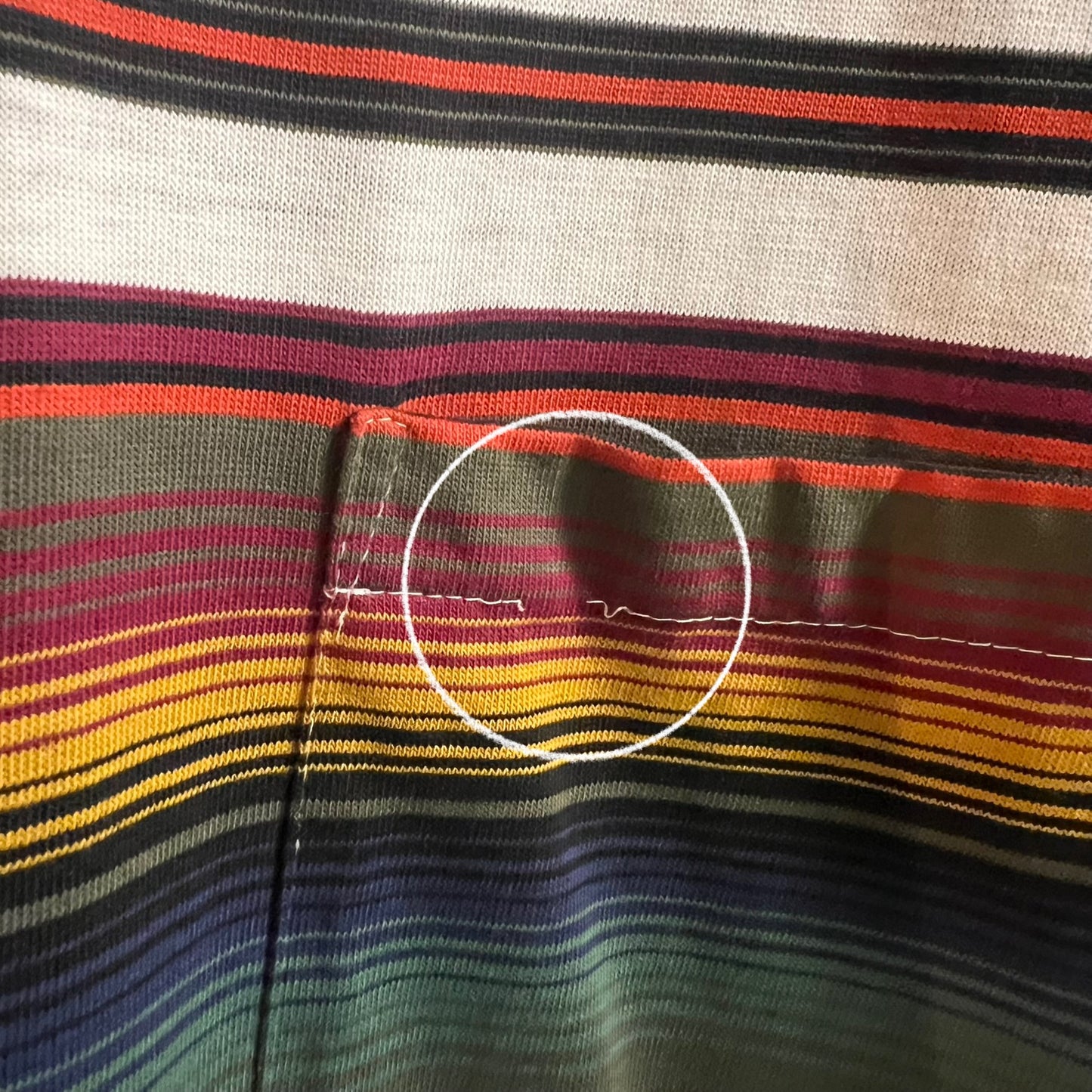 Vintage 80's Stüssy Embroidered Crown Striped Tom Tom Pocket T-Shirt
 - Size Medium - Made In USA