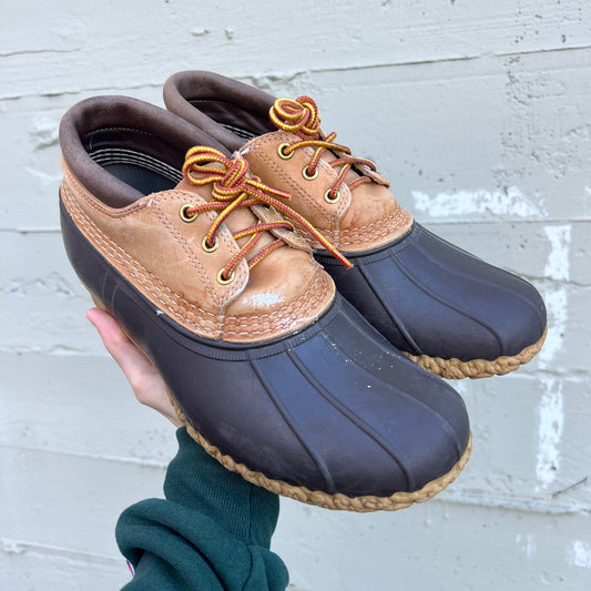 Vintage L.L. Bean 3-Eye Lace Up Moc Bean Boot - Size 9(W) - Made In Maine, USA - Light Brown/Tan