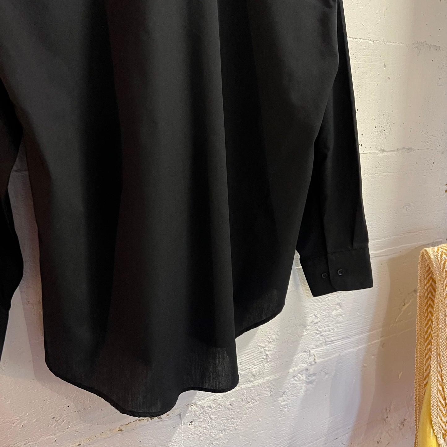 Vintage 80's Classix Black Long Sleeve Button Up Dress Shirt - Size 15-15 ½ - Black