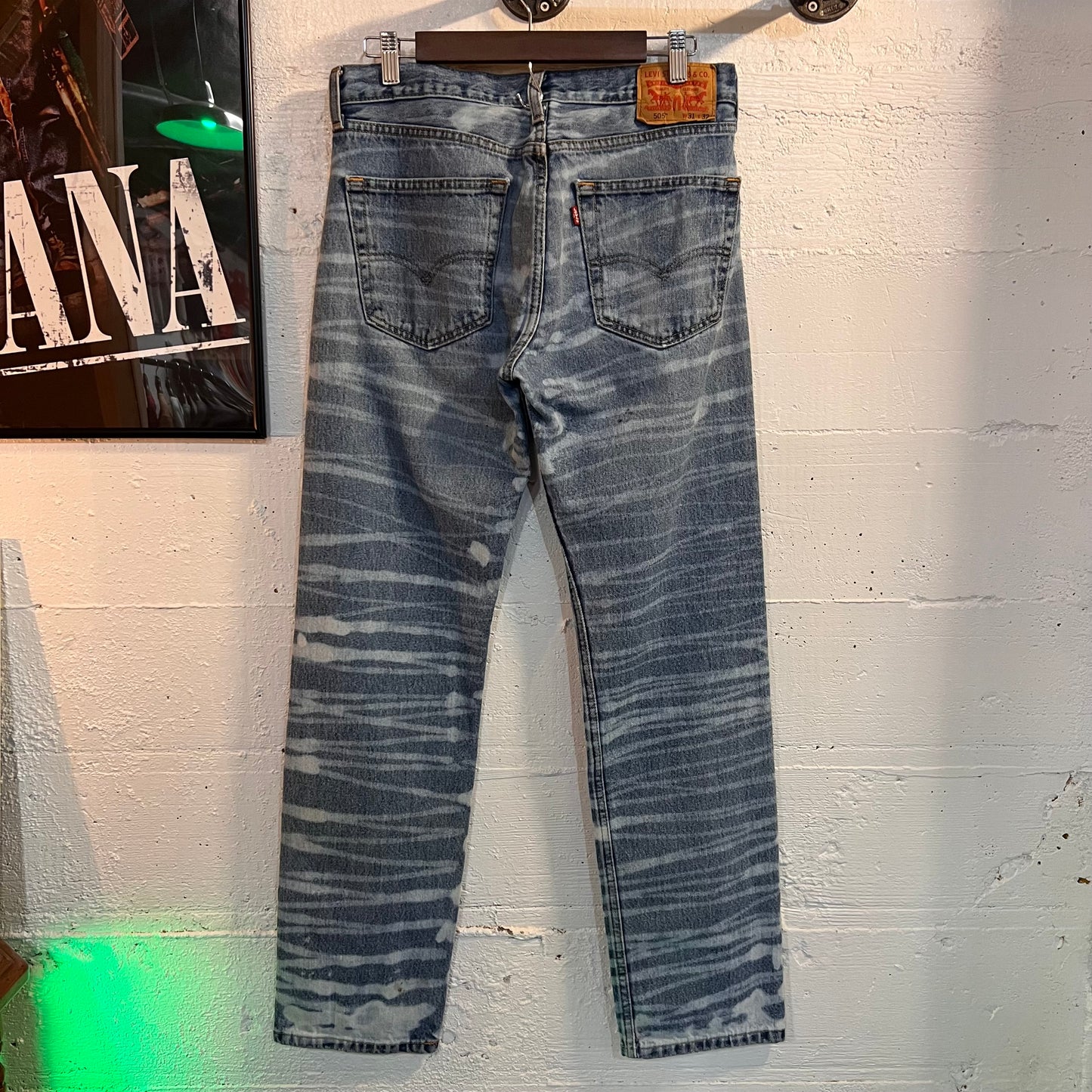 Vintage MYSTIC™ (Past/Present/Future) Repurposed Denim Jeans - 32"x31.5" - Light Wash Denim/Yellow