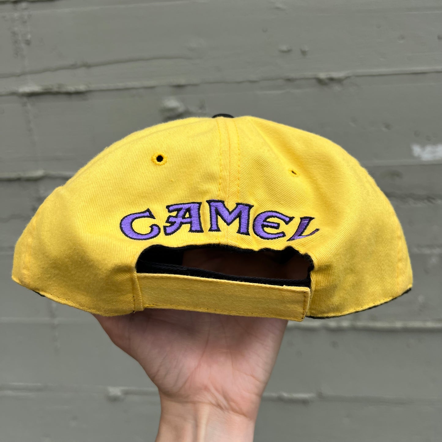 Vintage 90's Smokin Joe Camel Racing Reversible Strapback Hat - O/S - Black/Purple/Yellow