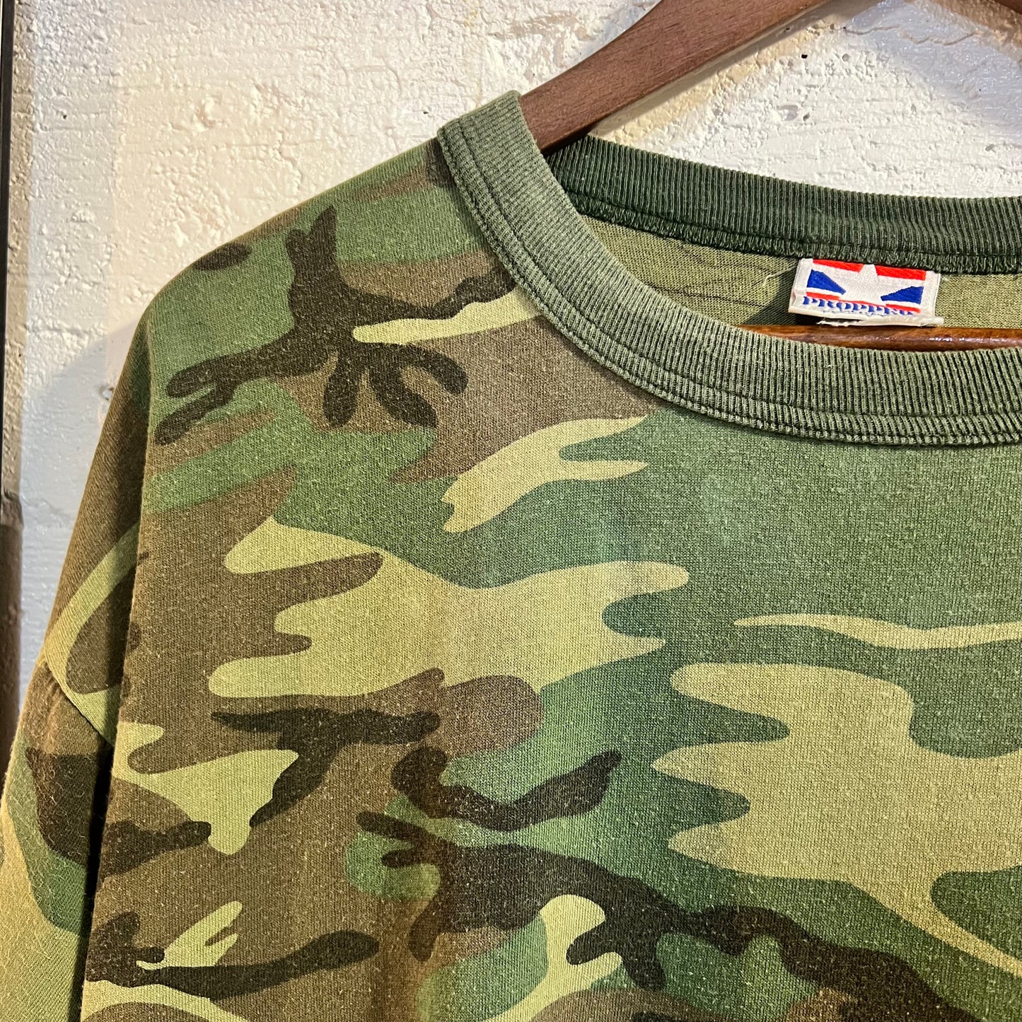Vintage Woodland Camo Single Stitch T-Shirt - Size XL - Green/Brown/Faded Black