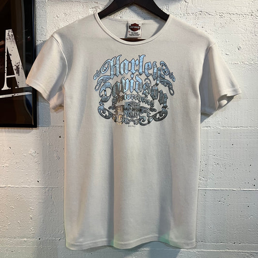 Vintage Y2K Harley Davidson Springfield, IL Women’s T-Shirt - Size XL - White/Silver