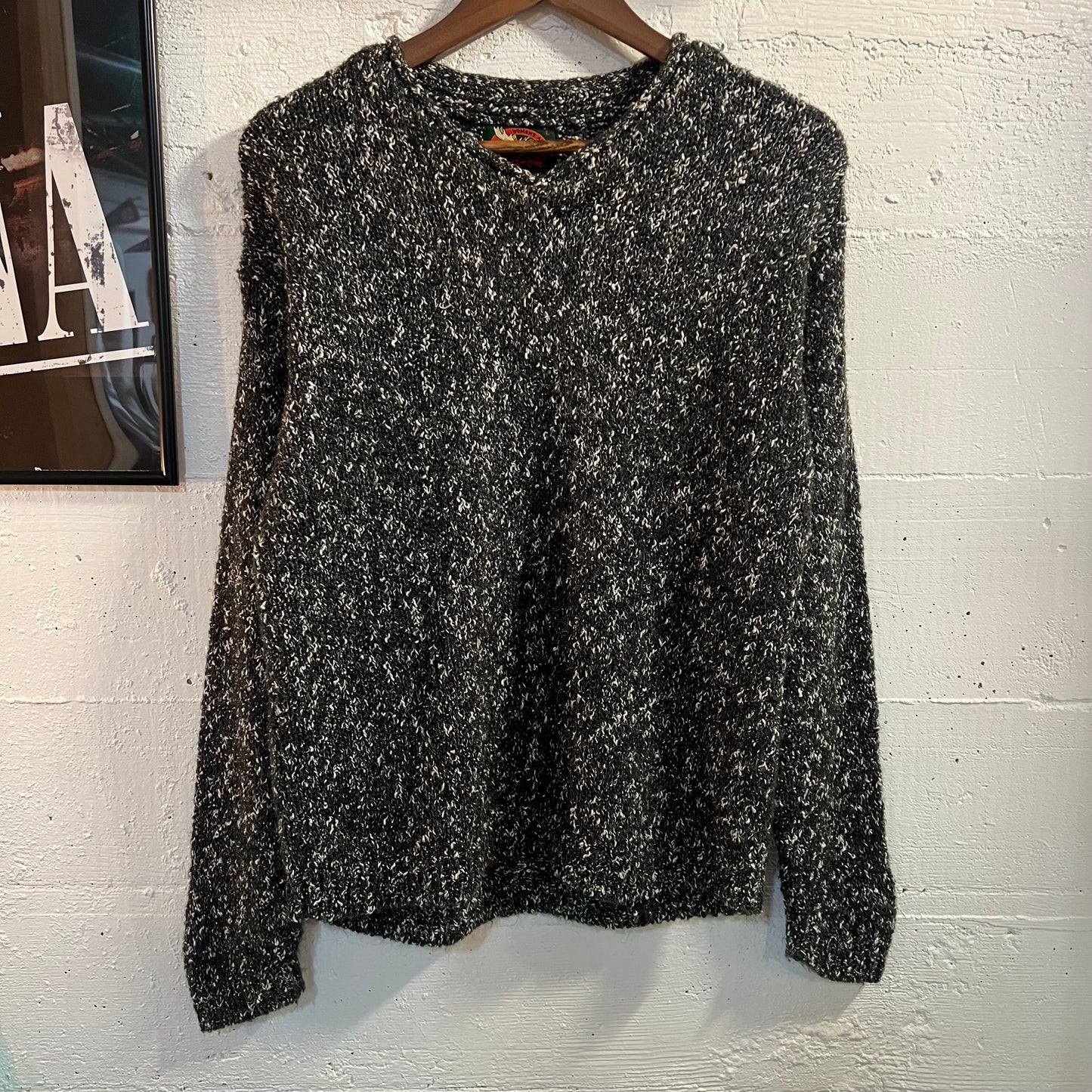 Vintage Alps Women’s V-Neck Sweater - Size Large - Made In USA - Black/White