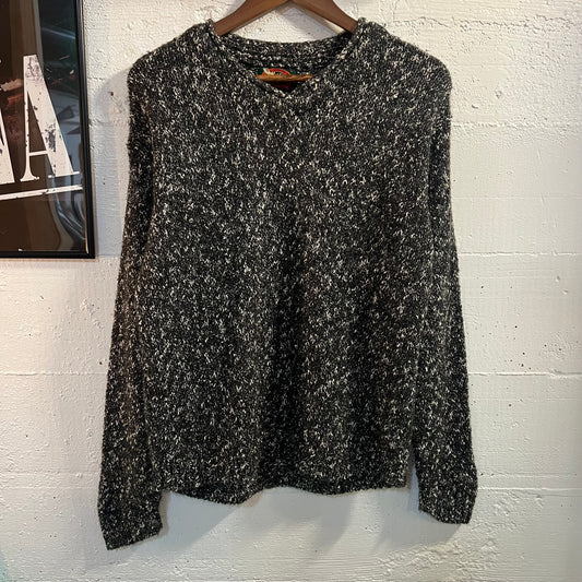 Vintage Alps Women’s V-Neck Sweater - Size Large - Made In USA - Black/White