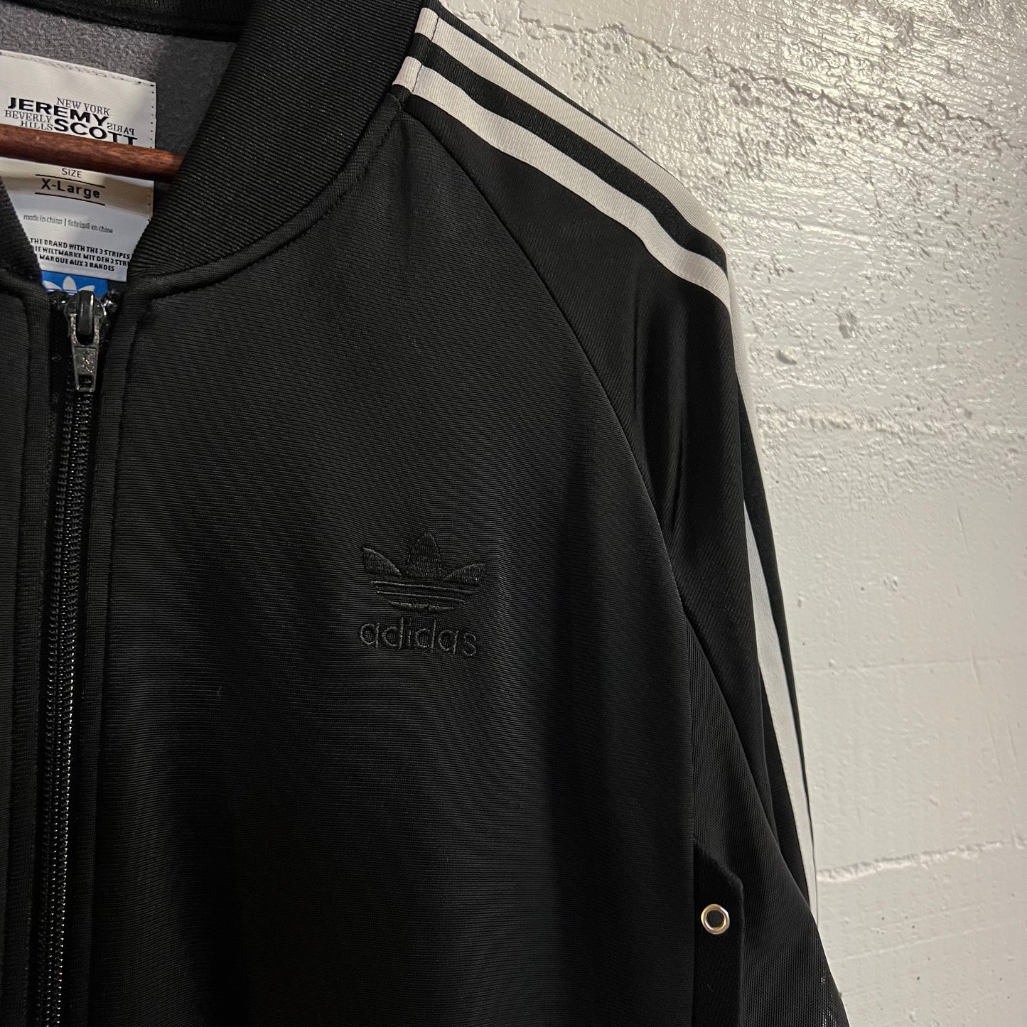 Vintage 2008 Adidas x Jeremy Scott Side Lace Trefoil Track Jacket - Size XL - Black/Black/White