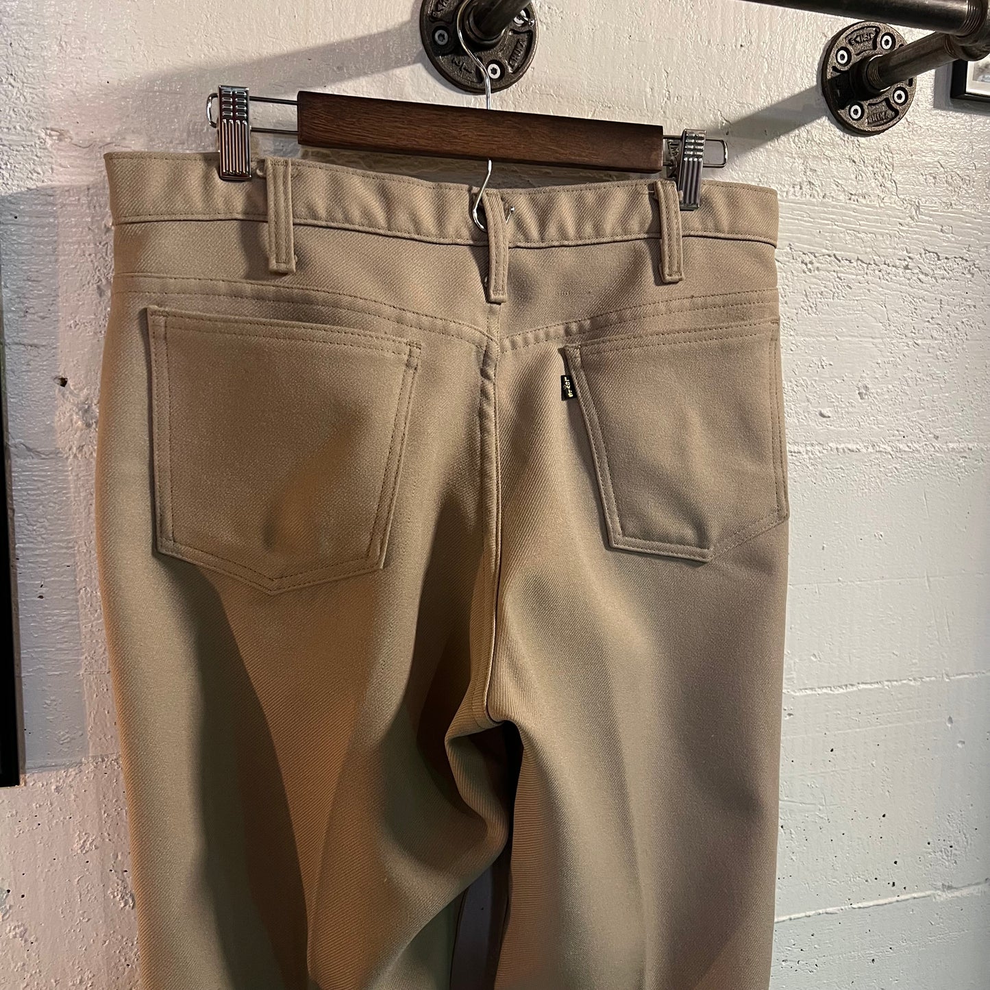 Vintage Late 70's Levi's Sta-Prest Dacron Pants - Size 34" x 30" - Made In USA - Scovill Zipper - Beige