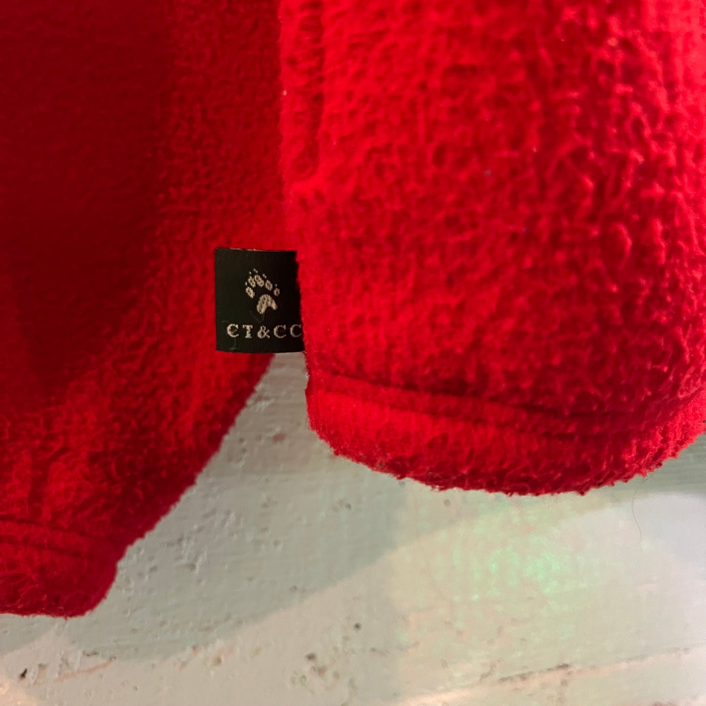 Vintage 90's Embroidered Seaside Quarter Zip Fleece Jacket - Size XL - Made In USA - Red/Black