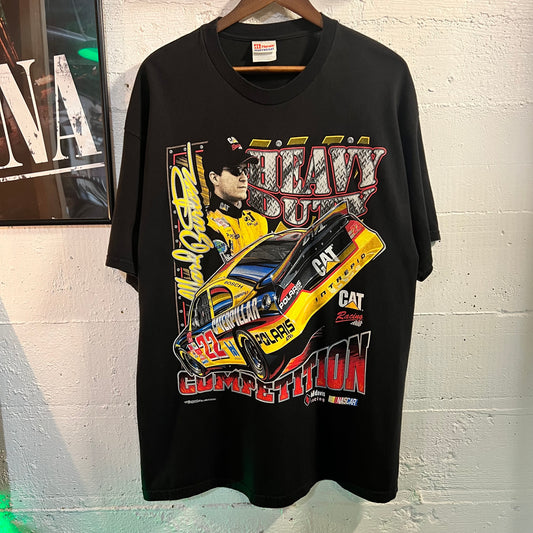 Vintage 2001 Nascar Bill Davis Racing 'Ward Burton' Mega Print Graphic T-Shirt - Size XL - Black