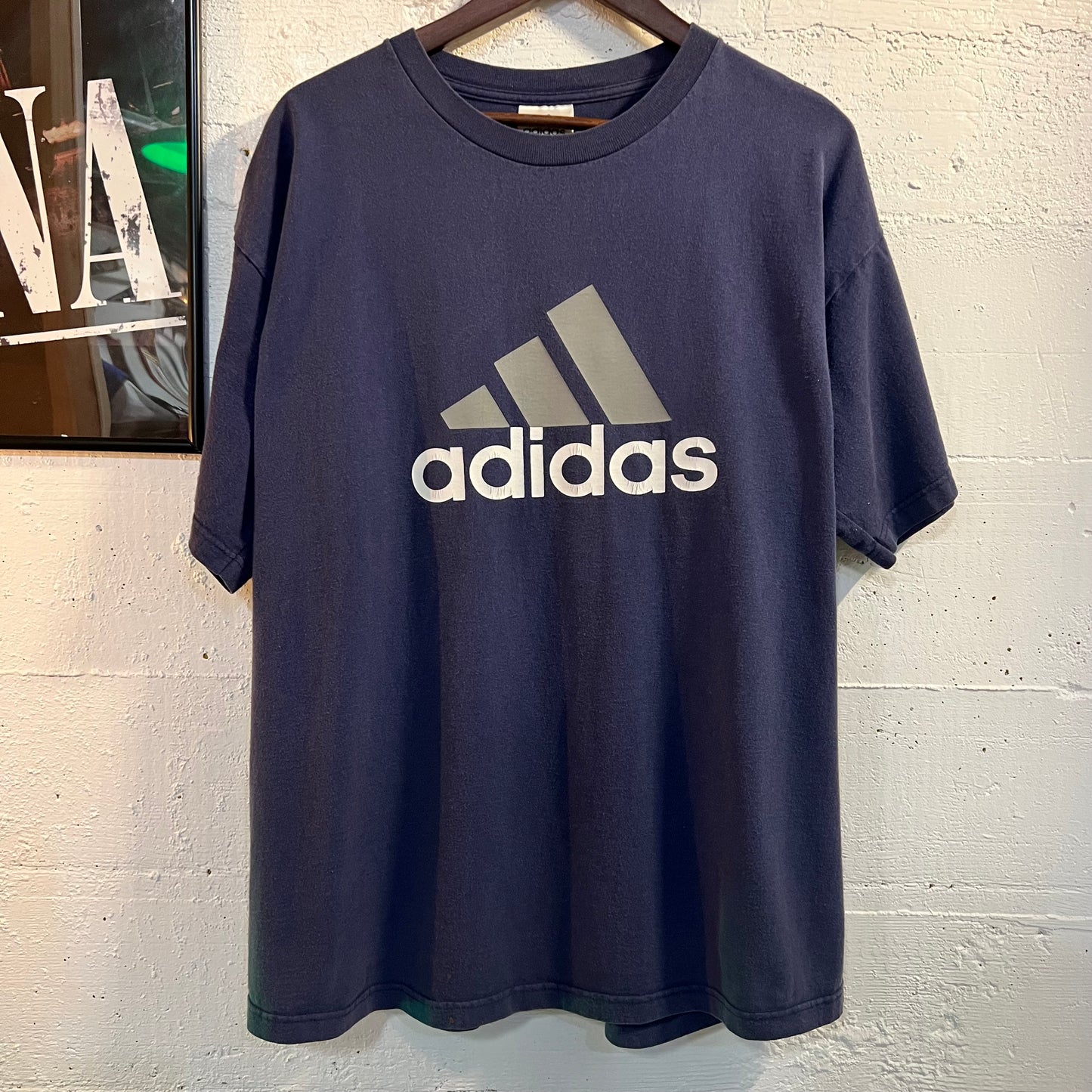 Vintage 90's Adidas T-Shirt - Size Large - Made In USA - Navy
