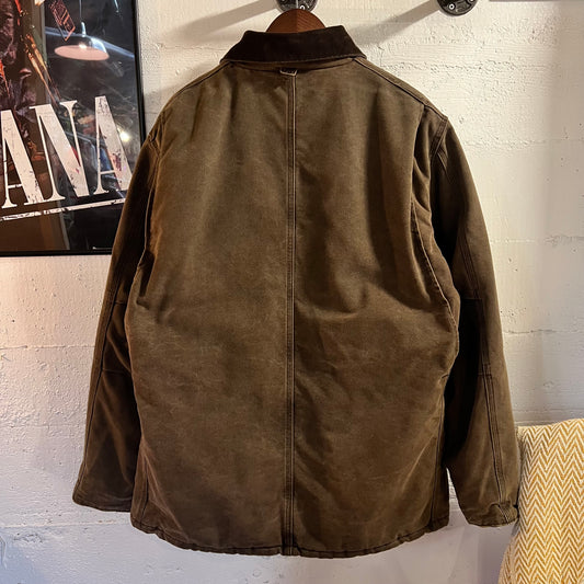 Vintage 2000's Carhartt Arctic Quilted Work Coat - Size XL-T - Made In USA - C26CHT - Chocolate Brown