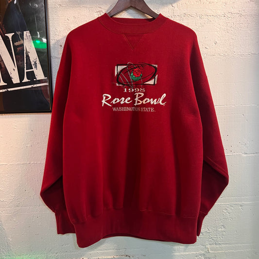 Vintage 1998 Washington State Cougars Rose Bowl Embroidered Crewneck Sweatshirt - Size XL - Maroon