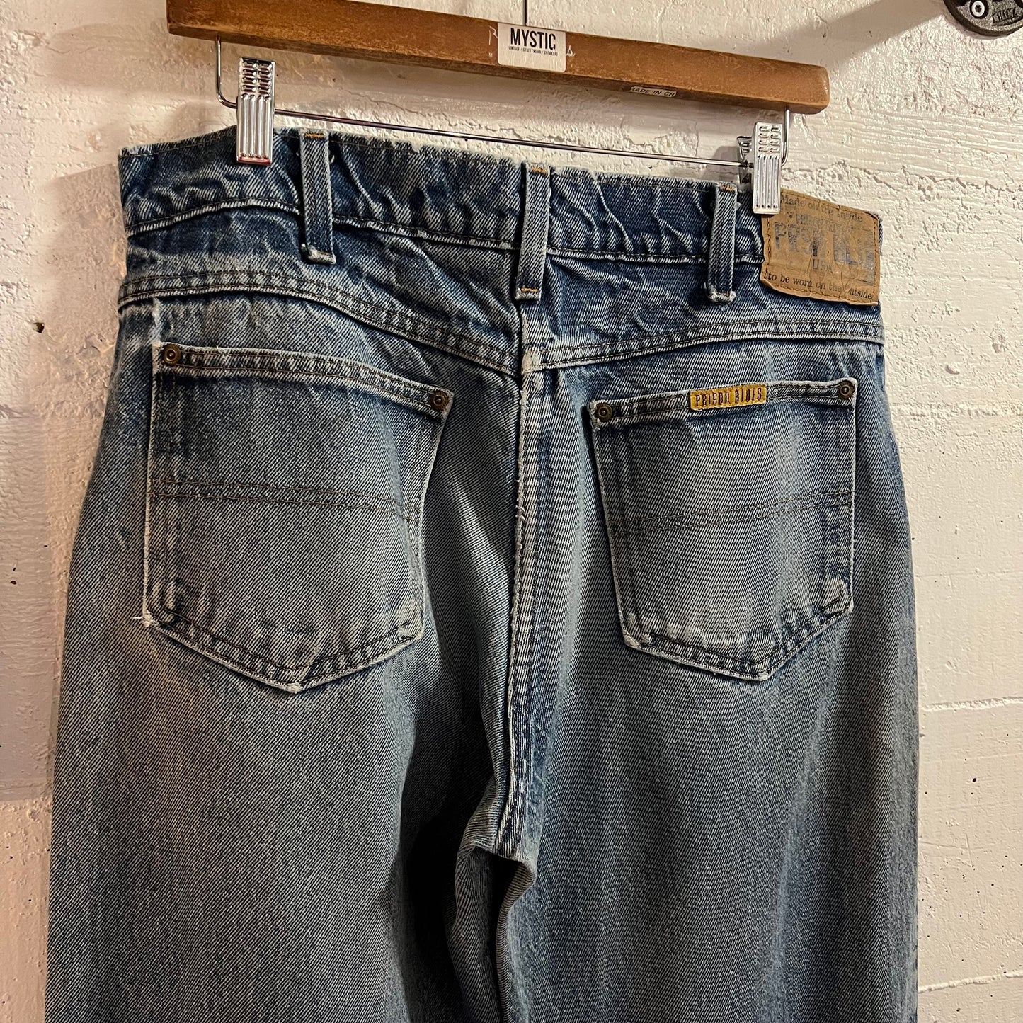 Vintage 90's Prison Blues Faded Straight Leg Denim Jeans - Size 34" - Made In USA - 100% Cotton