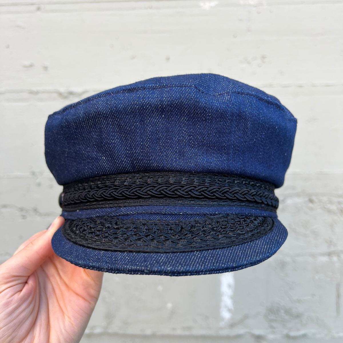 True Vintage 1960's Denim Greek Fisherman Cap - Medium - Union Made In USA - Dark Indigo