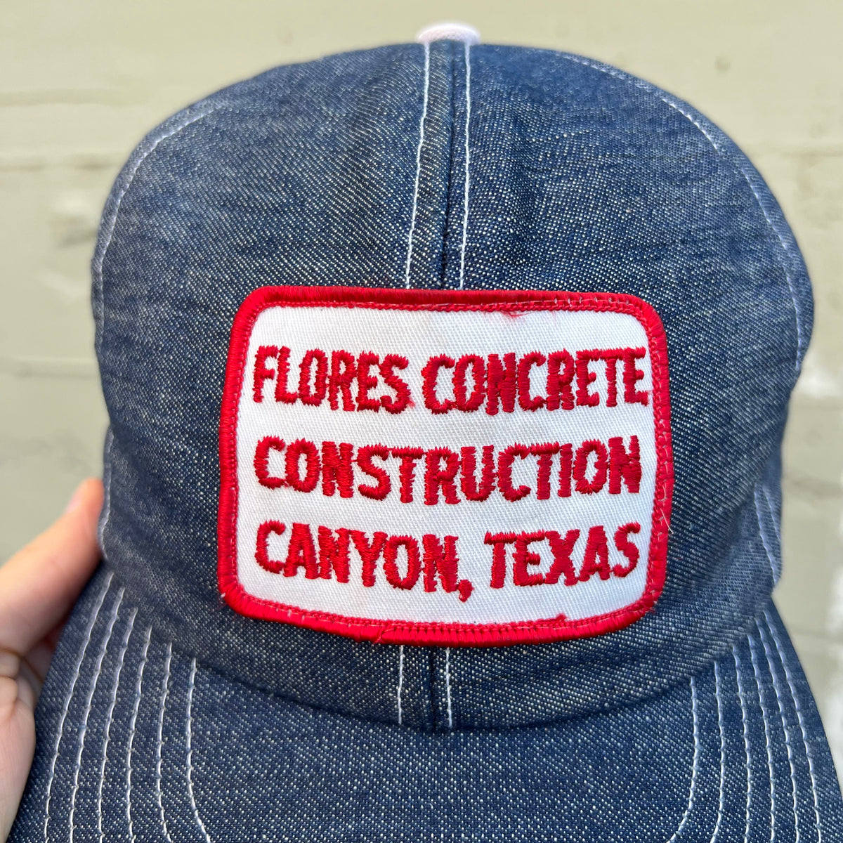 True Vintage 1970's Contrast Stitch Denim 6-Panel Company Patch Snapback Hat - O/S - Dark Indigo