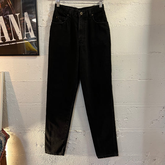 Vintage Women’s Paris Sport Club Tapered Leg Black Denim Jeans - Size 7 - Black