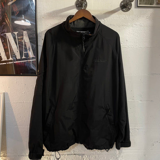 Vintage 90's Ralph Lauren Polo Sport Monochrome Embroidered Lightweight Rain Jacket - Size XXL - Black/Black