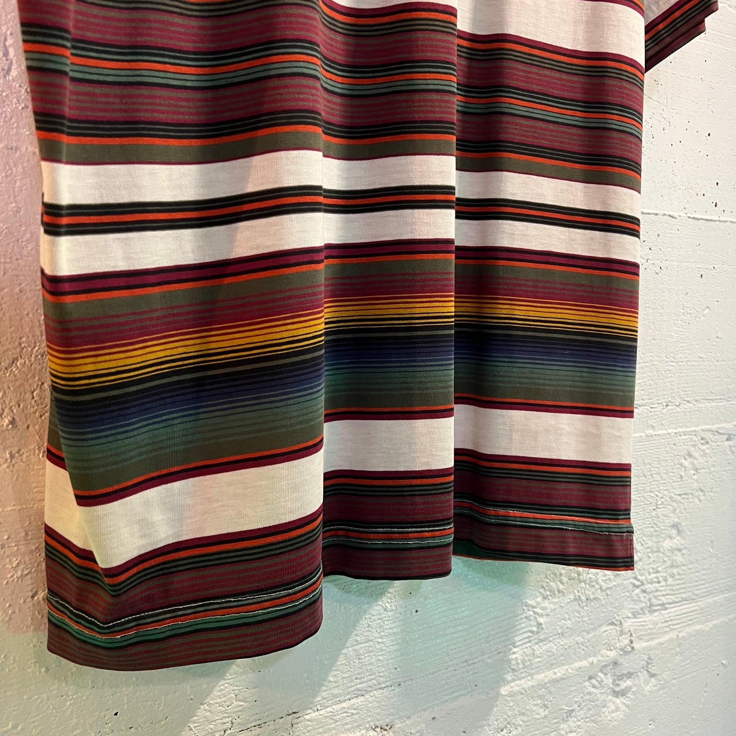 Vintage 80's Stüssy Embroidered Crown Striped Tom Tom Pocket T-Shirt
 - Size Medium - Made In USA