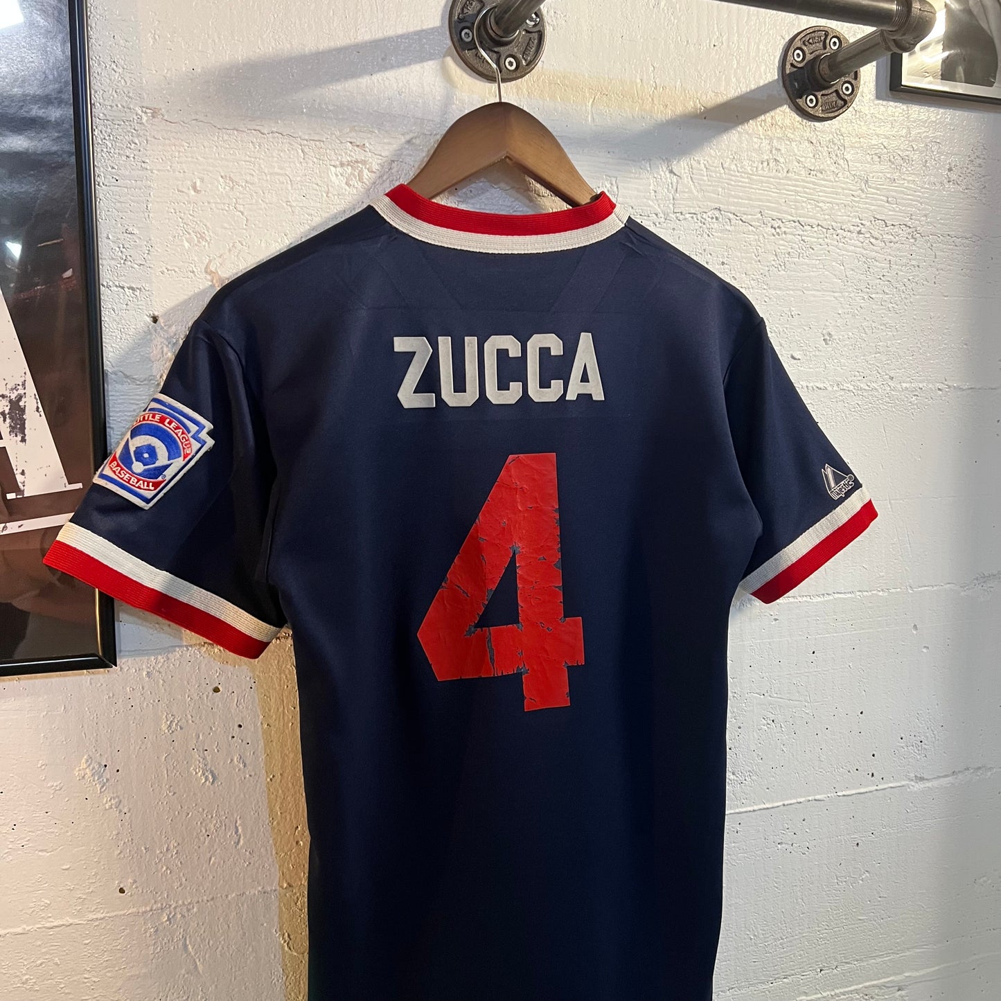 Vintage Majestic Red Sox Little League Baseball Jersey - Size Small - Navy/Red/White