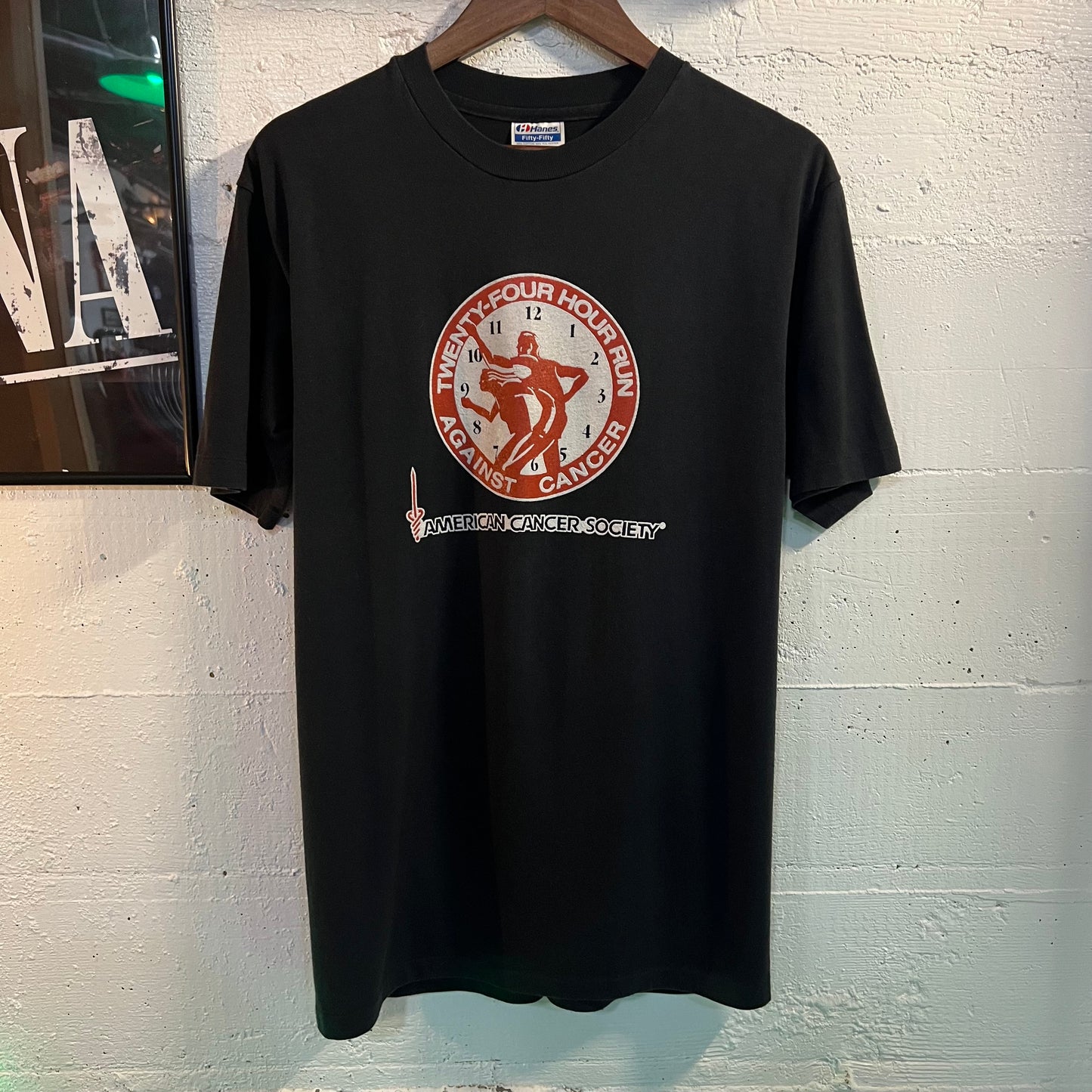 Vintage 90's American Cancer Society Marathon Single Stitch T-Shirt - Size Large - Made In USA - Black