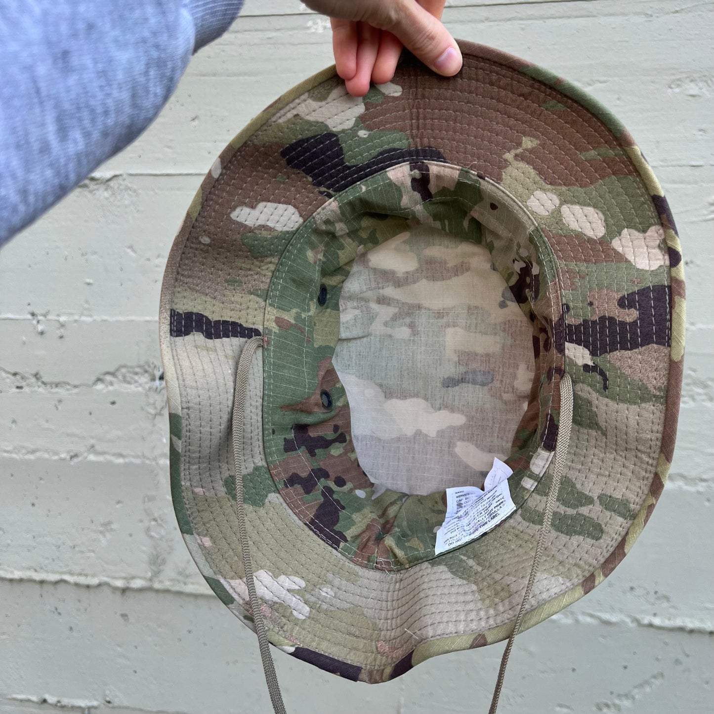 Vintage U.S. Military Multi Cam Boonie Bucket Hat - Size 7-1/2 - Made In USA - Camo/Multi
