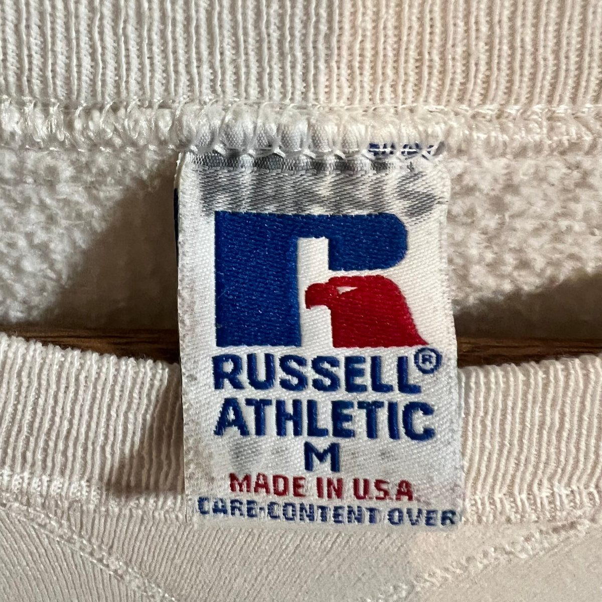 Vintage 90’s Russell Athletic St. Mary’s Crewneck Sweatshirt - Size Medium - Made In USA - White/Navy