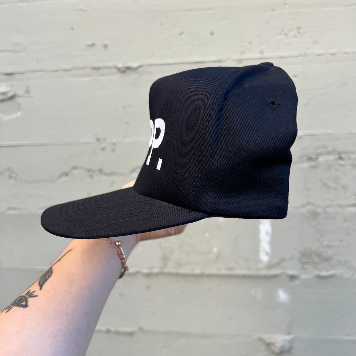 Vintage 90's Naughty By Nature 'O.P.P' Embroidered Snapback Hat - O/S - Black/White
