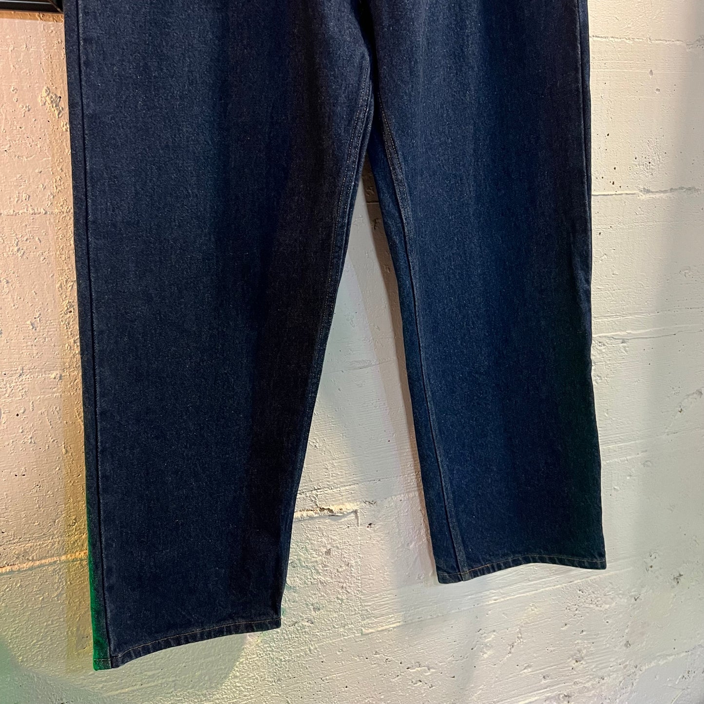 Vintage 90's Prison Blues Raw Denim Relaxed Fit Jean - Size 38" x 29" - Made In USA - Dark Raw Indigo