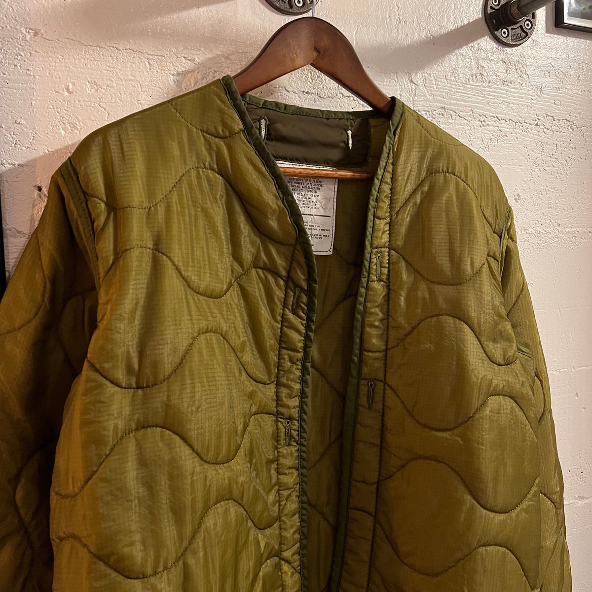 Vintage 80's U.S. Military Issue Cold Weather M-65 Coat Liner - Size XS - Made In USA - Olive Drab