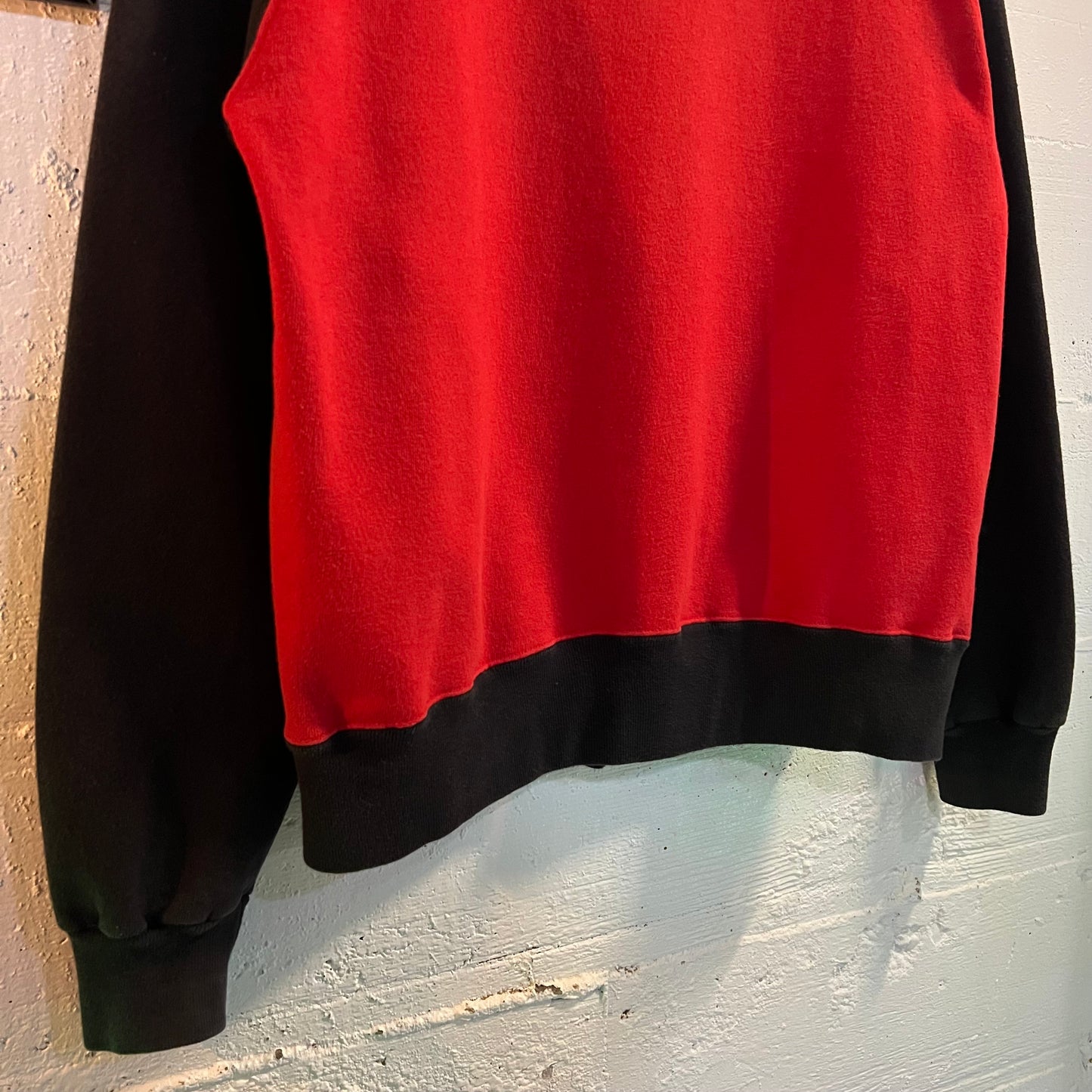 Vintage Embroidered Champion Olympic Zippered Crewneck Sweatshirt - Size Large - Made In USA - Black/Red