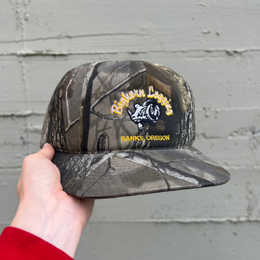 Vintage RealTree Camo K-Brand/K-Products 'Bighorn Logging" Embroidered Snapback Hat - O/S - Made In USA