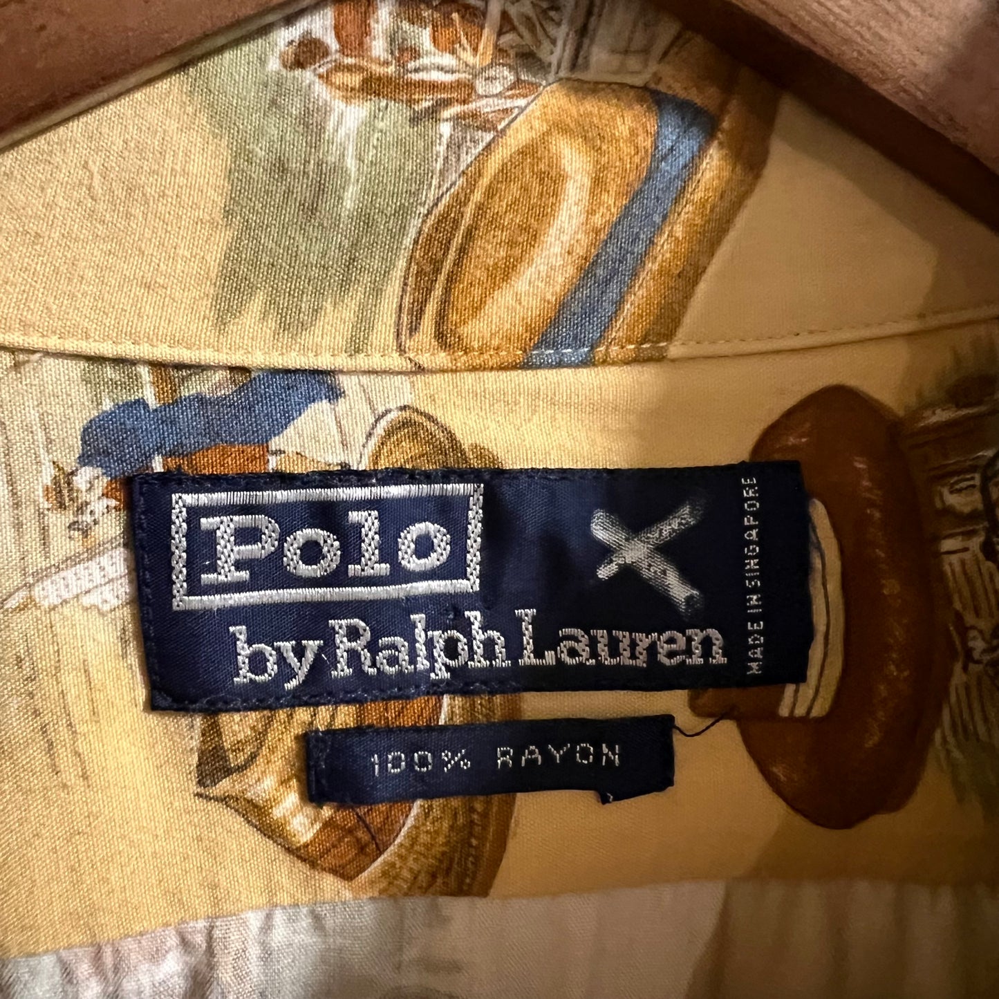 Vintage Polo Ralph Lauren Summer Hat All Over Print Rayon Loop Collar Aloha Hawaiian Shirt - Size XL - 100% Rayon