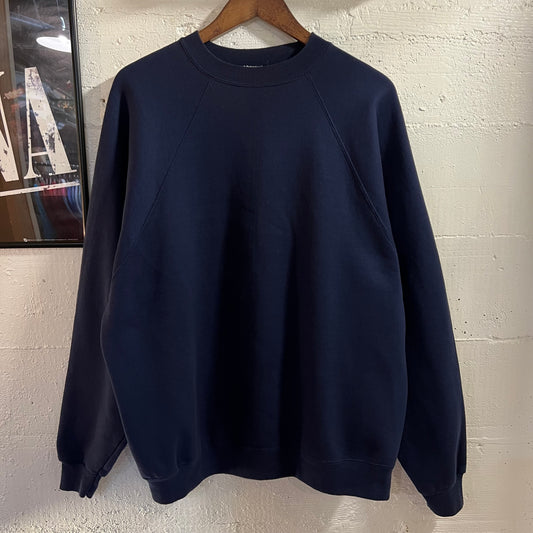 Vintage 90’s Hanes Blank Raglan Sleeve Crewneck Sweatshirt - Size XL - Navy