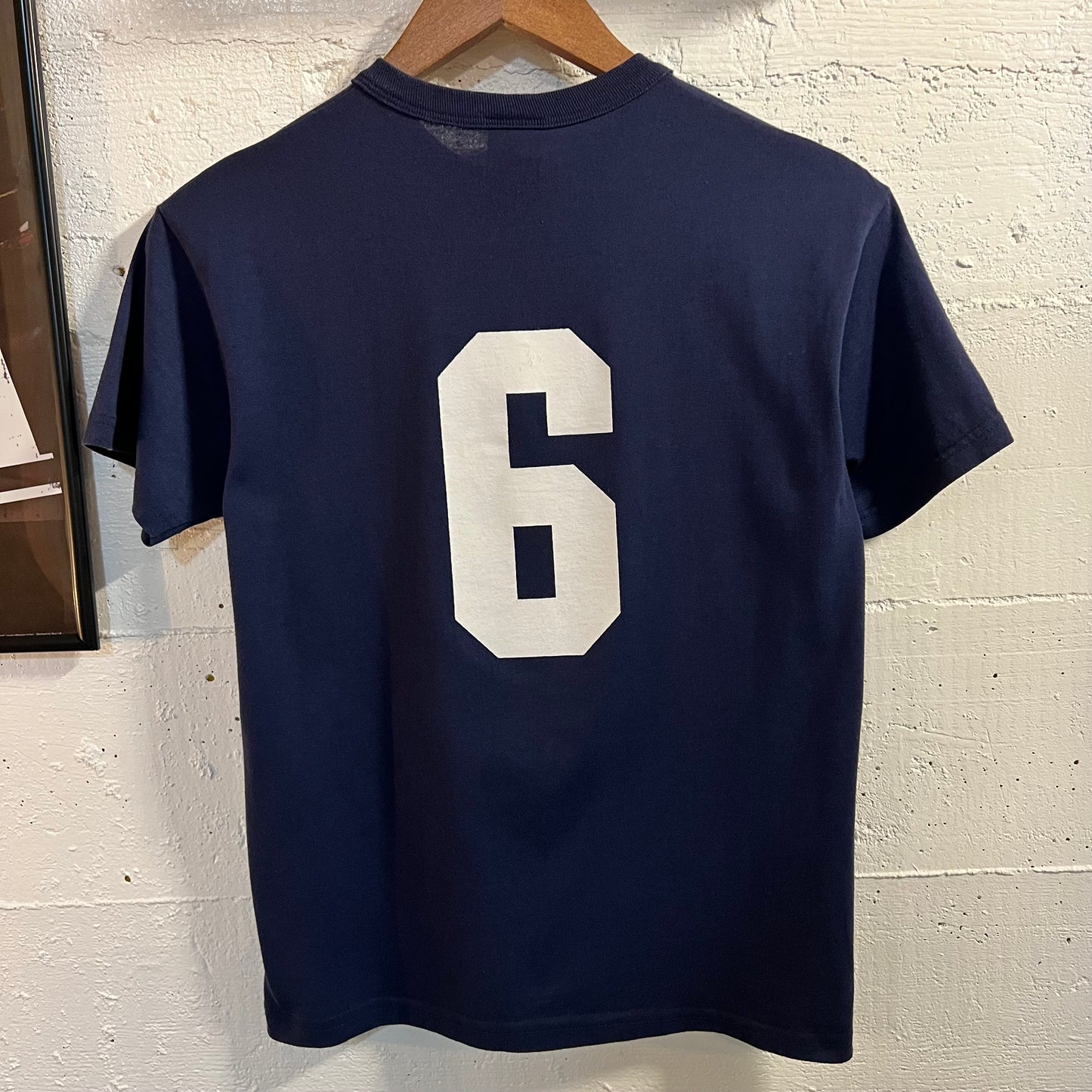 Vintage Y2K Atlanta Braves '#6' Baseball Henley T-Shirt - Size Youth Large - Navy/Red