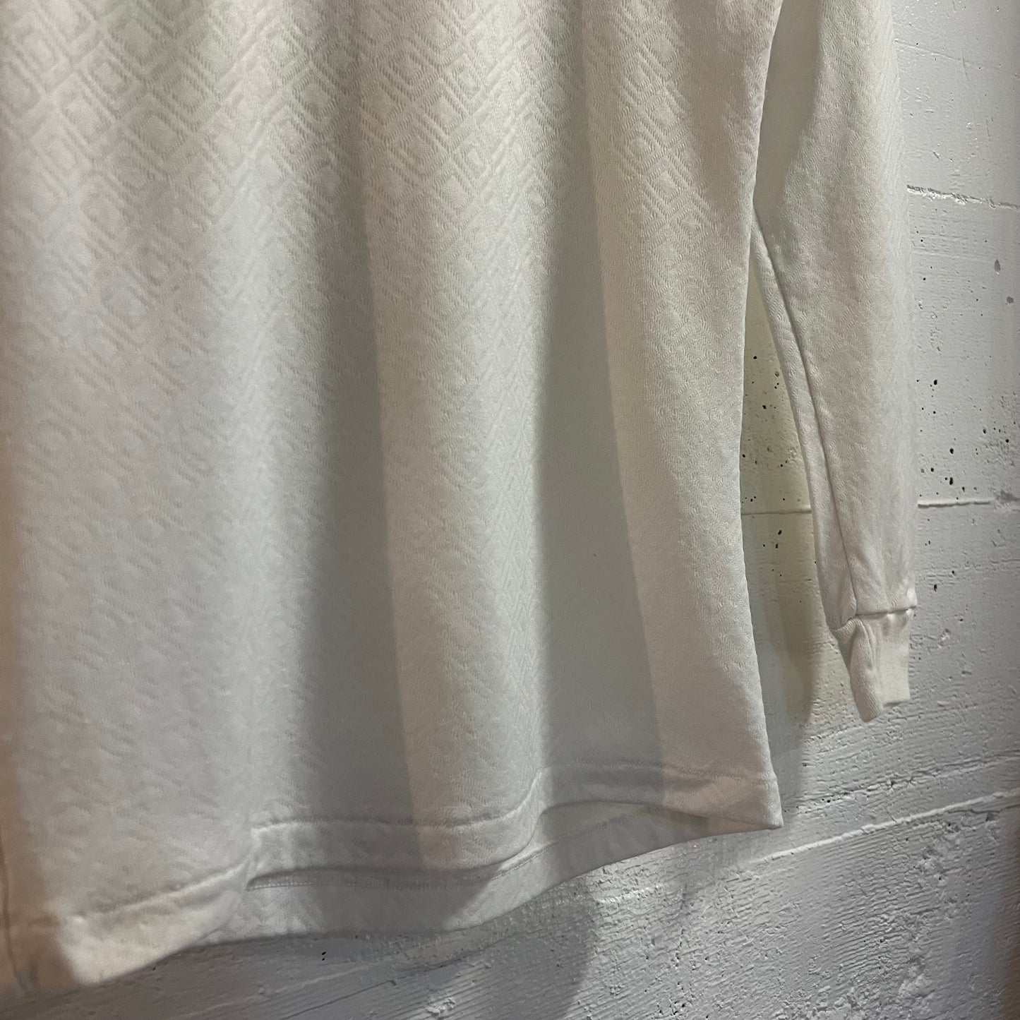 Vintage 1970’s Lollipop Diamond Raschel Knit Long Sleeve Thermal Shirt - Size Medium - Made In USA - White