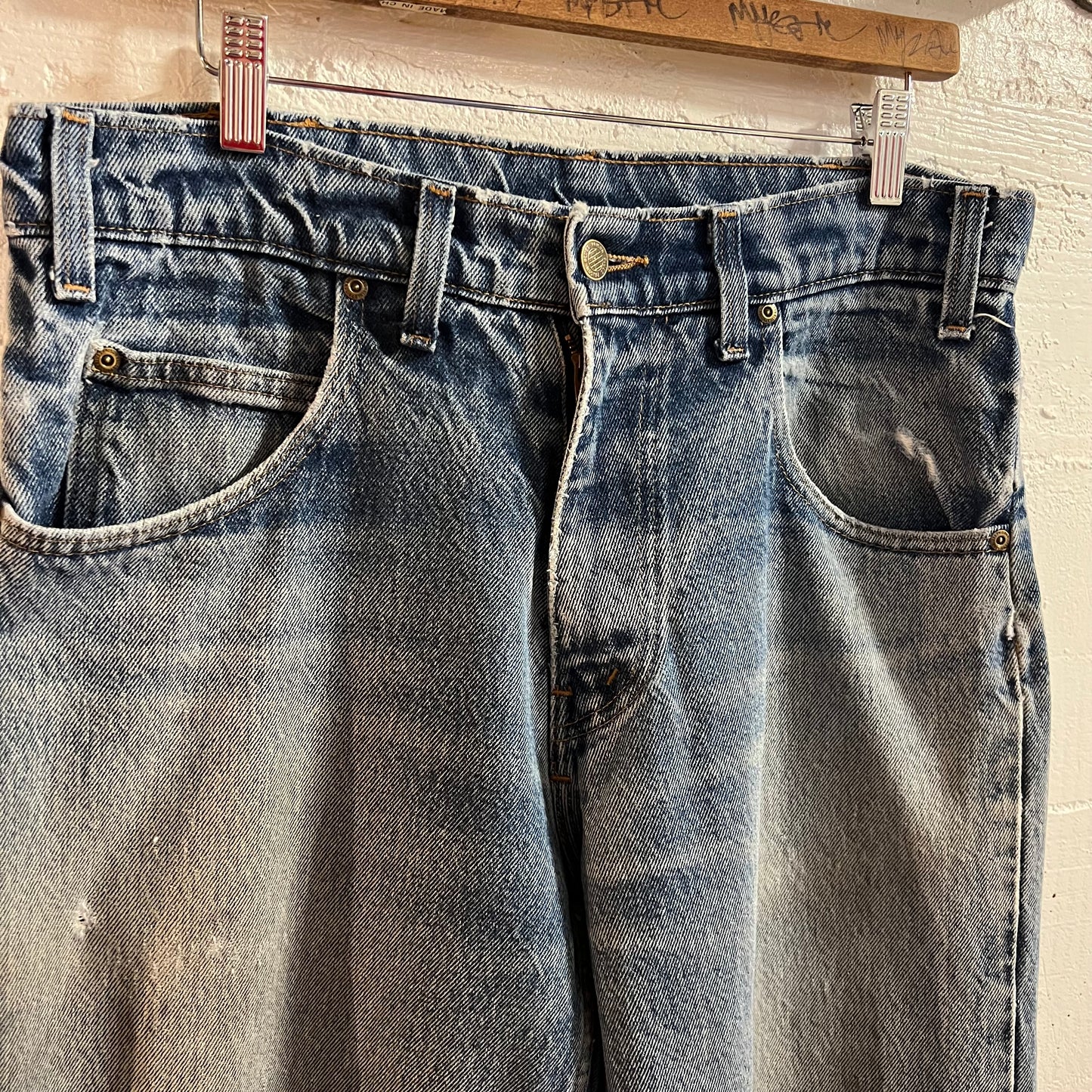 Vintage 90's Prison Blues Faded Straight Leg Denim Jeans - Size 34" - Made In USA - 100% Cotton